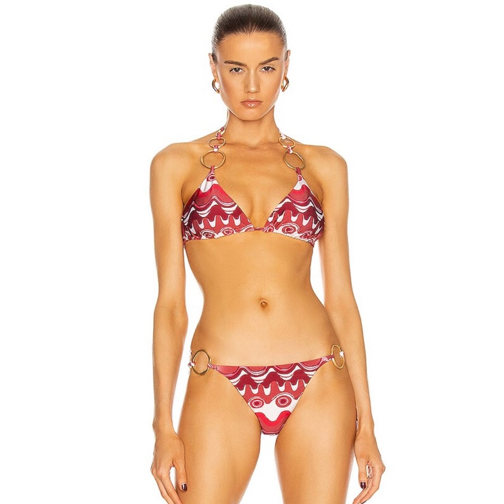 NWOT Cult Gaia red Zoey bikini set in wave multi